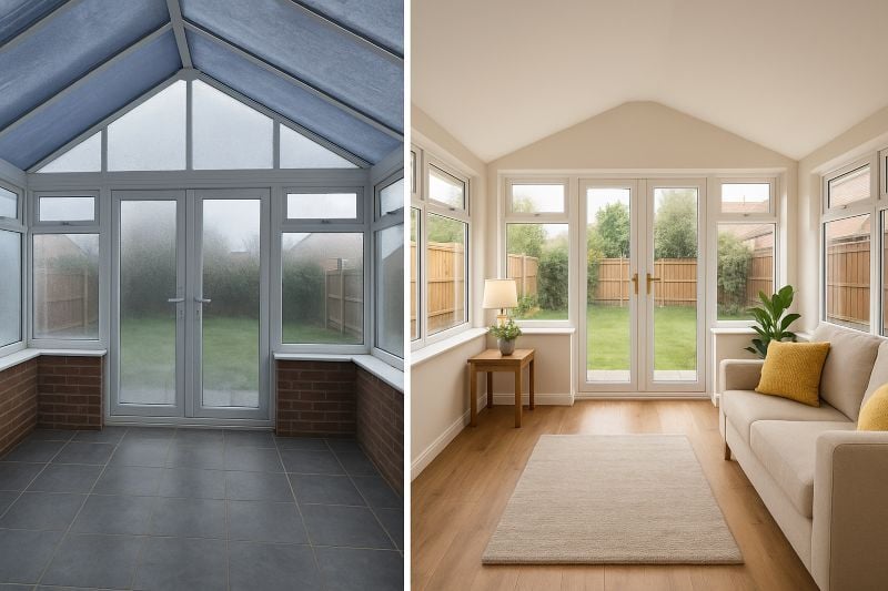 From cold conservatory to comfortable room