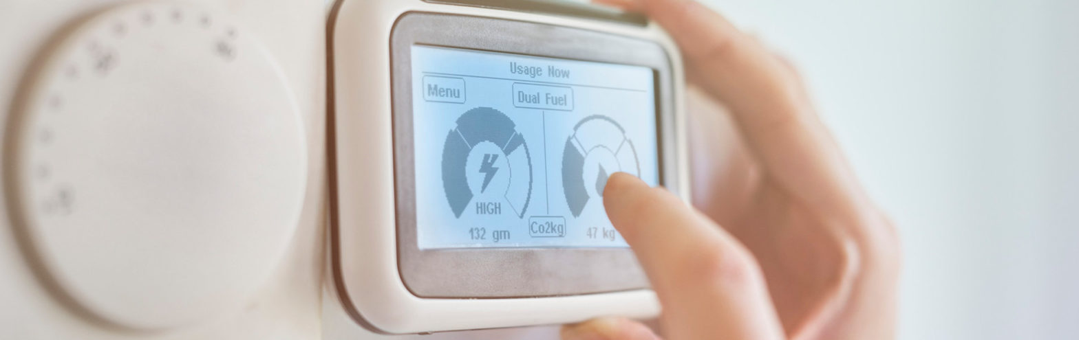 smart meter on wall to control electricity output from battery storage
