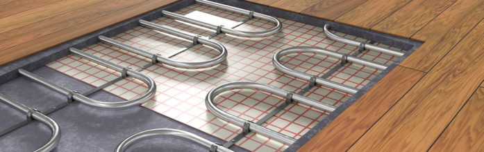 Underfloor heating shown under the wooden floor